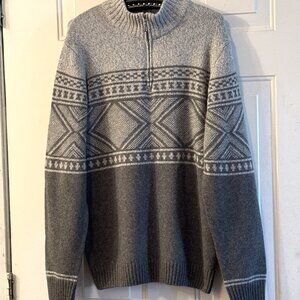 NWT GIANETTI Made in Italy Mens Sz XL Sweater 1/4 Zip Wool Blend Gray Ornament